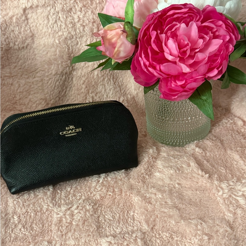 Coach Black Cosmetic Bag with Gold Accents